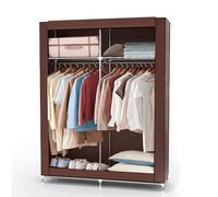 INTIRILIFE Armario Tela Plegable 108x45x107 cm in MARRÓN Castor - Organizador Guardar Ropa de Textil Tela Portátil con Barra de Armario y Cremallera per Colgar - Closet Exterior Estanteria