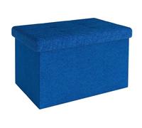 Intirilife Banco plegable 49x30x30 cm en AZUL OCÉANO Asiento cubo con tapa y espacio de almacenamiento de tela con huecos Asiento cubo reposapiés plegable caja de almacenamiento cofre asiento taburete