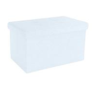INTIRILIFE Banco Plegable 49x30x30 cm en Blanco - Asiento Cubo con Tapa y Espacio de Almacenamiento de Tela con Huecos - Asiento Cubo reposapiés Plegable Caja de Almacenamiento Cofre Asiento Taburete