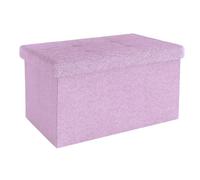 INTIRILIFE Banco plegable 49x30x30 cm en Lotus rosa - Asiento-cubo con tapa y espacio de almacenamiento de tela - Reposapiés plegable caja de almacenamiento
