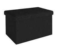 INTIRILIFE Banco Plegable 49x30x30 cm en Negro - Asiento Cubo con Tapa y Espacio de Almacenamiento de Tela con Huecos - Asiento Cubo reposapiés Plegable Caja de Almacenamiento Cofre Asiento Taburete