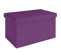 Intirilife Banco plegable 49x30x30 cm en VIOLETA - Asiento cubo con tapa y espacio de almacenamiento de tela con huecos - Asiento cubo reposapiés plegable caja de almacenamiento cofre asiento taburete