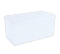 Intirilife Banco Plegable 76 x 38 x 38 cm en Blanco - Cubo de Asiento con Tapa y Espacio de Almacenamiento de Tela con Hueco - Reposapiés Plegable para Maletero de Almacenamiento