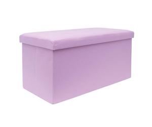 INTIRILIFE Banco plegable 76 x 38 x 38 cm en Lotus rosa - Asiento cubo con tapa y espacio de almacenamiento de tela - Reposapiés plegable caja de almacenamiento baúl