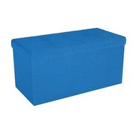 INTIRILIFE Banco Plegable 76x38x38 cm en Azul OCÉANO - Asiento Cubo con Tapa y Espacio de Almacenamiento de Tela con Huecos - Asiento Cubo reposapiés Plegable Caja de Almacenamiento Cofre Asiento