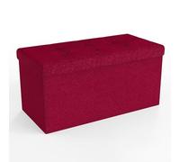 INTIRILIFE Banco Plegable 76x38x38 cm en Rojo - Cubo Con Tapa y Espacio de Almacenamiento de Tela Con Huecos - Asiento Reposapiés Plegable Caja de Almacenamiento Cofre Taburete