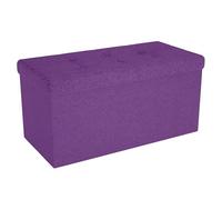 Intirilife Banco plegable 76x38x38 cm en VIOLETA - Asiento cubo con tapa y espacio de almacenamiento de tela con huecos - Asiento cubo reposapiés plegable caja de almacenamiento cofre asiento taburete