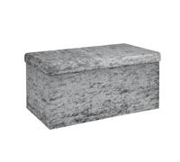 INTIRILIFE Banco Plegable 76x38x38cm en Gris Terciopelo - Asiento Cubo con Espacio de Almacenamiento y Tapa con Funda de Terciopelo - Asiento Cubo reposapiés Plegable Caja de Almacenamiento arcón