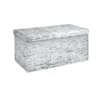 INTIRILIFE Banco Plegable 76x38x38cm en Terciopelo Azul-Gris - Asiento Cubo con Espacio de Almacenamiento y Tapa con Funda de Terciopelo - Asiento Cubo reposapiés Plegable Caja de Almacenamiento