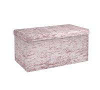 INTIRILIFE Banco Plegable 76x38x38cm en Terciopelo Rosa - Asiento Cubo con Espacio de Almacenamiento y Tapa con Funda de Terciopelo - Asiento Cubo reposapiés Plegable Caja de Almacenamiento Cofre