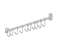 Intirilife barra de colgar para la cocina de acero inoxidable con 10 ganchos móviles para taladrar - 52,6 x 3,4 x 2,2 cm - barra de colgar para la cocina gancho varilla portavasos soporte de pared