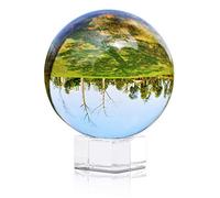 INTIRILIFE Bola de Cristal con Soporte 50 mm en Cristal Claro - Bola de Cristal con Soporte de Cristal para la fotografía, la meditación, la decoración - Bola de Foto Globo Bala
