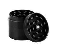 INTIRILIFE Grinder Molinillo en Negro METALICO - Triturador de Cocina de Metal de 4 Piezas para triturar Hierbas, Especias, Plantas, Hojas de té, etc. - con Filtro de Polen y raspador