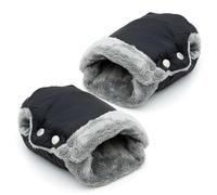 Intirilife guantes calientamanos con forro polar para silla de paseo y cochecito en negro - tamaño universal manguito para una mano cada uno (un par) Repelente al agua Cortaviento Transpirable