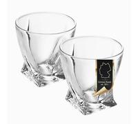 Intirilife Juego de 2xVasos de Whisky en CRISTAL CLARO 'TWISTED'- 260ml- Old Fashioned Whisky Sin Plomo en Diseño Escultura apto para lavavajillas- Vaso de Whisky para Cocktail Scotch Ginebra Ron Agua