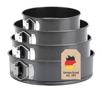 INTIRILIFE Juego de 4 moldes desmontables molde redondo para tartas de 17/23,5/25/27,5 cm - molde de acero inoxidable con revestimiento antiadherente, molde desmontable con tapa para tartas de queso