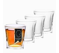 Intirilife Juego de 4 vasos de whisky en CRISTAL CLARO 'VINTAGE' -260 ml- Old Fashioned Whisky Sin Plomo en Diseño Escultura Apto para Lavavajillas Vaso de Whisky para Cocktail Whisky Ginebra Ron Agua