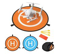 Intirilife Juego de 5 piezas con plataforma de aterrizaje de drones y accesorios Plataforma de despegue de heli de nylon en naranja-azul con un diámetro de 75 cm - Para un despegue y aterrizaje seguro