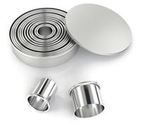 INTIRILIFE Juego de cortadores de Galletas de 12 Piezas en Plata con Caja de almacenaje -2,2 cm a 10,8 cm- Anillos cortadores Redondos de Acero Inoxidable para Galletas Molde para Galletas Cortador