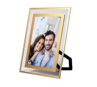 INTIRILIFE marco de cristal dorado - 15x10 cm fotos e imágenes - Para fotos de bebé, fotos de familia, fotos de boda - Regalo adecuado para ocasiones especiales