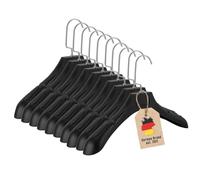 Intirilife Perchas universales negras - 10 perchas anchas de plástico con superficie antideslizante - 39 x 4 x 15 cm - Percha para ropa sucia