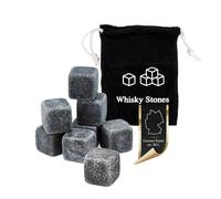 INTIRILIFE Piedras de Granito para Whisky en Stone Grey -Cada una de 2 x 2 cm- 9 Piezas de Cubitos de Hielo de Granito Reutilizables con Bolsa de Almacenamiento-Piedras enfriadoras Cubitos enfriadore