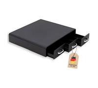 Intirilife Portacápsulas de café con 3 cajones en negro - 34,2 x 32,6 x 6,4 cm - Caja compatible con Nesspresso (48 cápsulas) o K-Cup (36 cápsulas) Caja de almacenamiento para la mayoría de cápsulas