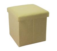 INTIRILIFE Puff Baúl Plegable 30x30x30 cm in Verde Primavera - Taburete Almacenaje Tapizado de Textil Tela Óptica Lino per Almacenamiento y Reposapiés - Asiento Silla Tejido Banqueto