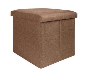 INTIRILIFE Puff Baúl Plegable 38x38x38 cm in Marron ÁMBAR - Taburete Almacenaje Tapizado de Textil Tela Óptica Lino per Almacenamiento y Reposapiés - Asiento Silla Tejido Banqueto