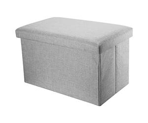 INTIRILIFE Puff Baúl Plegable 78x38x38 cm in Gris Alaska - Taburete Almacenaje Tapizado de Textil Tela Óptica Lino per Almacenamiento y Reposapiés - Asiento Silla Tejido Banqueto