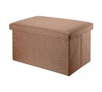 INTIRILIFE Puff Baúl Plegable 78x38x38 cm in Marron ÁMBAR - Taburete Almacenaje Tapizado de Textil Tela Óptica Lino per Almacenamiento y Reposapiés - Asiento Silla Tejido Banqueto