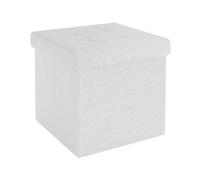 Intirilife Puff Plegable 30x30x30 cm en Blanco - Cubo de Asiento con Tapa y Espacio de Almacenamiento de Tela con Hueco - Sitzcube reposapiés Plegable Caja de Almacenamiento para Maletero