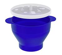 Intirilife Recipiente plegable de silicona azul reutilizable para hacer palomitas de maíz en microondas con tapa - 24 x 20 x 6 (14.5) cm - Palomitas de maíz frescas en cualquier momento sin aceite