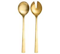 Intirilife set de cubiertos para ensalada acero inoxidable 18/0 en oro- 24.5 cm- Set de cubiertos, tenedor para ensalada, cuchara para servir, acero inoxidable pulido, mate, apto para lavavajillas