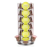 INTIRILIFE Soporte para 32 cápsulas de café de Metal con Aspecto Cromado - Compatible con Las cápsulas Dolce Gusto - El Almacenamiento se Puede Girar 360 Grados