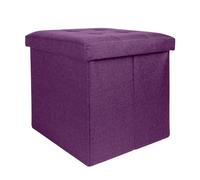 INTIRILIFE Taburete Plegable 30x30x30 cm en Morado - Cubo de Asiento con Tapa y Espacio de Almacenamiento de Tela con Huecos - Cubo de Asiento reposapiés Plegable Caja de Almacenamiento Cofre Asiento