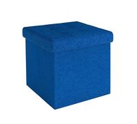 INTIRILIFE Taburete Plegable 30x30x30 cm en OCÉANO Azul - Asiento con Almacenamiento y Tapa de Tela - Forma de Cubo Reposapiés Caja de Almacenamiento Cofre