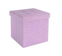 INTIRILIFE Taburete Plegable 30x30x30 cm en Rosa - Asiento Cubo con Tapa y Espacio de almacenaje de Tela con Huecos - Asiento Cubo reposapiés Caja de almacenaje Plegable Taburete arcón