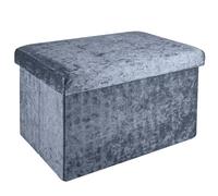 Intirilife Taburete Plegable 49X30X30Cm Asiento De Terciopelo Con Almacenamiento Y Con Cubierta De Terciopelo - Taburete De Almacenamiento Plegable Para Reposapiés