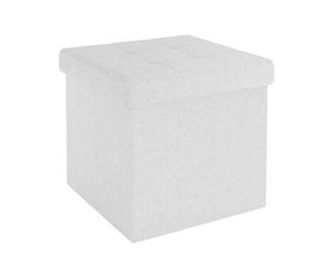 INTIRILIFE Taburete plegable de 30 x 30 x 30 cm en color blanco nieve - Asiento con tapa y espacio de almacenamiento de tela con huecos - Sitzcube reposapiés plegable caja de almacenamiento baúl