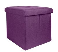 INTIRILIFE Taburete plegable de 38 x 38 x 38 cm, en color lila niebla, con espacio de almacenamiento y tapa de tela con huecos, reposapiés, caja de almacenamiento, baúl