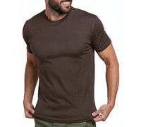 INTO The Am, Camiseta Suave y Ajustada de Manga Corta y Cuello Redondo para Hombre, S-XXXXL, Marrón, Large