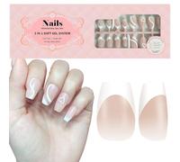 INTOBAS 160 Piezas Uñas Postizas de Punta Francesa, Nude Uñas Postizas Francesa Bailarinas Medianas, 12 Tamaños Reutilizables Uñas Press on, Uñas de Tips Cobertura Completa Para Mujeres y Niñas