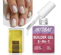 INTOBAS 5 en 1 gel constructor para uñas blanco, juego de esmaltes de uñas UV con formas de uñas, 100 unidades, gel constructor para uñas UV/LED, gel constructor de uñas para extensiones de uñas