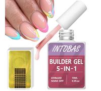 INTOBAS Gel Constructor 5-En-1 Con Formas de Uñas - Kit Para Extension, Fortalecedor y Decoración Profesional - Builder Nude 15Ml, 100 Piezas
