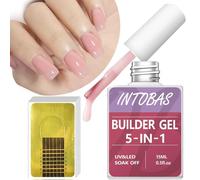 INTOBAS Kit 5-En-1 Constructor de Uñas de Gel - 15Ml Rose Con 100 Formas, Profesional Para Extensión, Fortalecedor y Decoración, Reparar Uñas Rotas