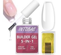 INTOBAS Kit Gel Constructor 5-EN-1 Clear con 100 Formas Para Extensión, Fortalecedor y Decoración de Uñas, Reparar Rotas - 15ml