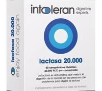 INTOLERAN Pastillas de Lactasa 20.000 FCC - Intolerancia a la lactosa Muy Alta - Tratamiento bajo Demanda - para Digestión de la Leche, Queso - Cápsulas de Enzimas Digestivas - 50 Tabletas divisibles