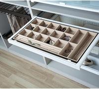 INTOO Kit de guia y Cajón organizador-JOYERO P/armario 600mm, Interior Fieltro Beige, Blanco