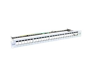 INTOS ELECTRONIC AG Inline Patchfeld Cat.6A 24-fach, Leerblech, 48,26cm (19"), 1HE, lichtgrau RAL7035